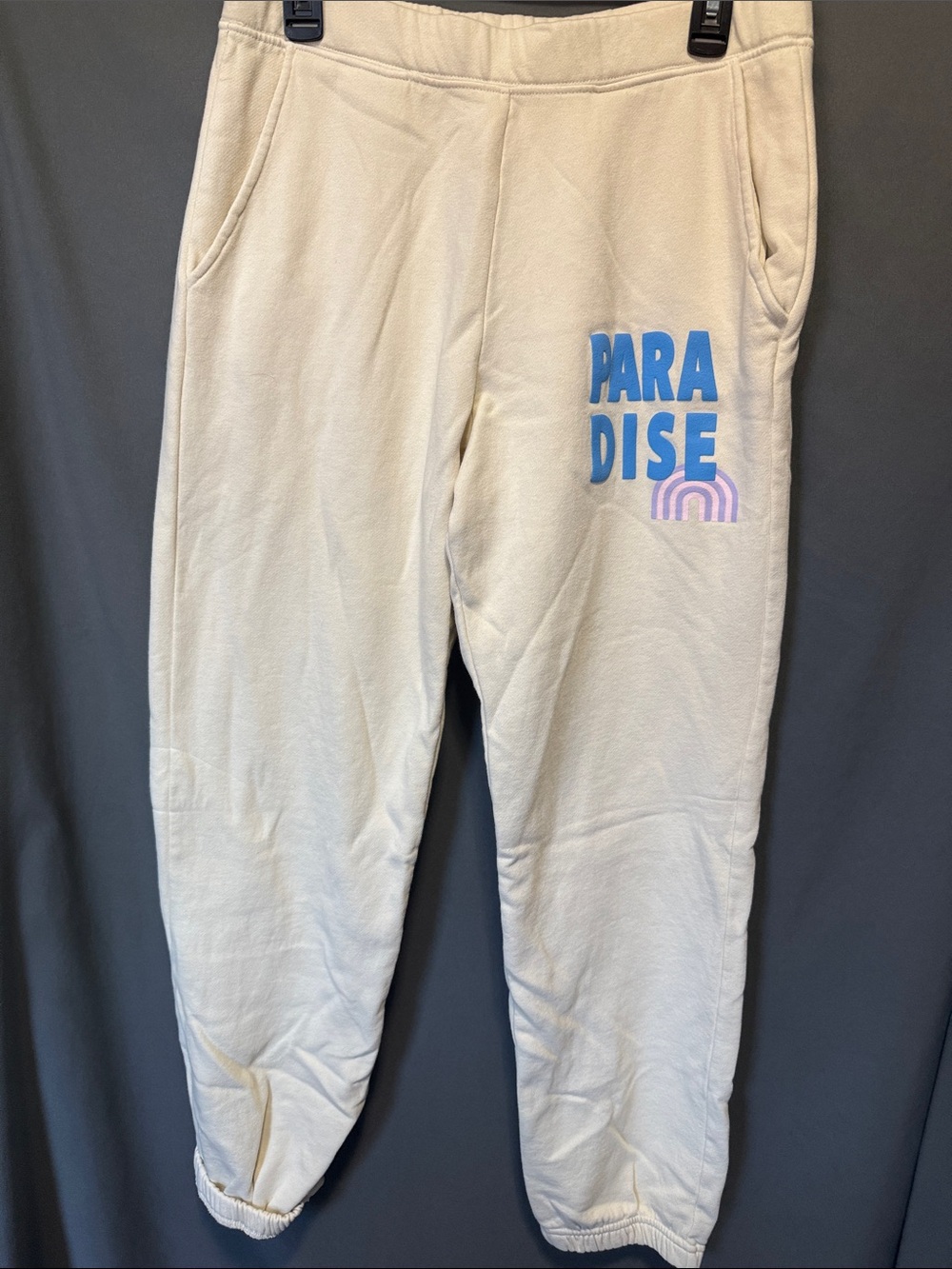 Cream 'Paradise' Graphic Jogger Pants for Women